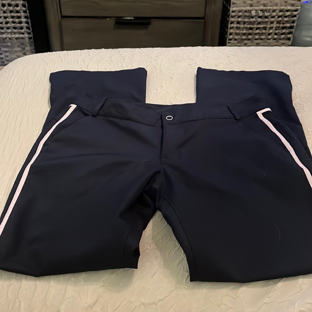Navy blue with pink stripe golf pants